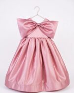 Luxury Pink Satin Princess Dress for Girls | Oversized Bow Party Dress | Elegant Birthday, Wedding & Flower Girl Dress